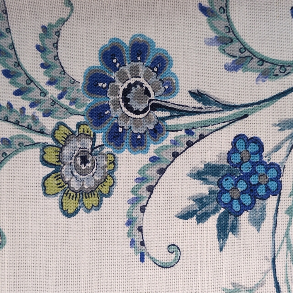 Aerin for Lee Jofa Fabrics - Cerulean and Green Floral Fabric - Picture 2 of 4